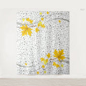 Maplebladeren, gele en grijze polkadots wandkleed (Voorkant)