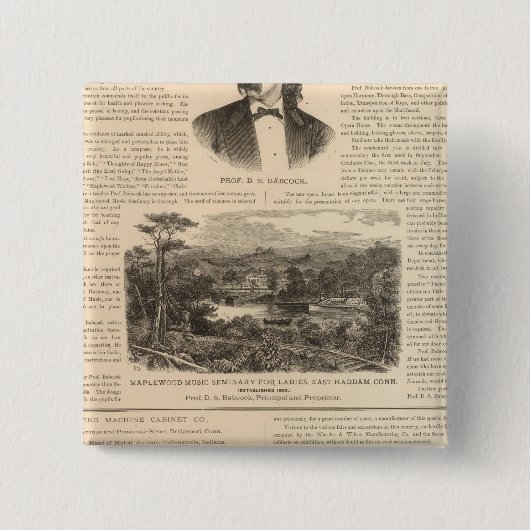 Maplewood Music Seminary voor Dames Vierkante Button 5,1 Cm (Voorkant)