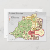 Mappa della Città del Vaticano diagramma Vaticaan Briefkaart (Voorkant / Achterkant)