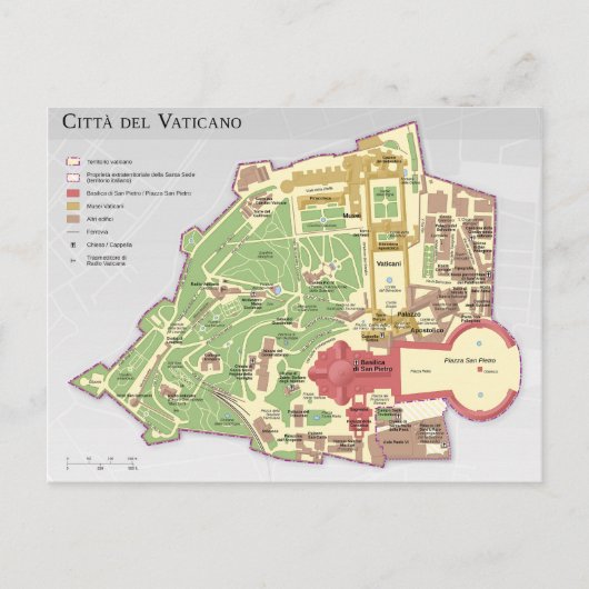 Mappa della Città del Vaticano diagramma Vaticaan Briefkaart (Voorkant)