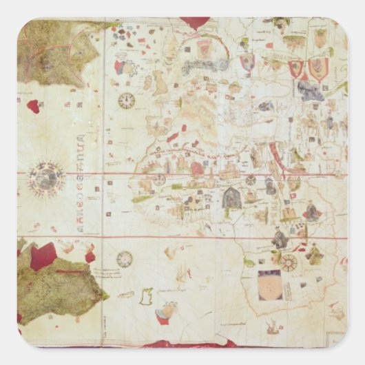 Mappa Mundi, 1502 Vierkante Sticker (Voorkant)