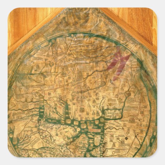 Mappa Mundi, c.1290 Vierkante Sticker (Voorkant)