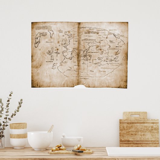 Mappa Mundi, de kaart van Vinland uit de 15e eeuw Poster (Keuken)
