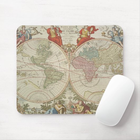 Mappe Monde ou Description du Wereldbol Terrestre Muismat (Met muis)