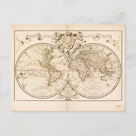Mappemonde a l'use du roy (Wereldkaart van 1720) Briefkaart (Voorkant)