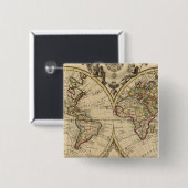 Mappemonde Vierkante Button 5,1 Cm (Voorkant /achterkant)