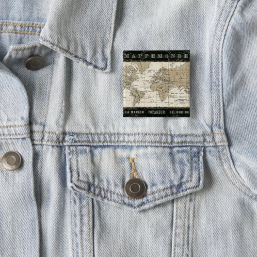 Mappemonde Vierkante Button 5,1 Cm (In situ)