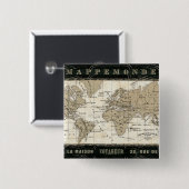 Mappemonde Vierkante Button 5,1 Cm (Voorkant /achterkant)