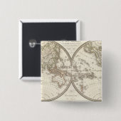 Mappemonde - Wereldkaart Vierkante Button 5,1 Cm (Voorkant /achterkant)