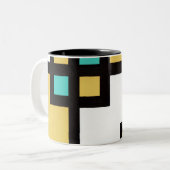 mapper ＃4 マグカップ 幾何学　抽象画　モダン　レトロ tweekleurige koffiemok (Voorkant links)