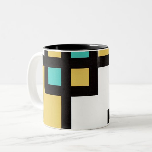 mapper ＃4 マグカップ 幾何学　抽象画　モダン　レトロ tweekleurige koffiemok (Voorkant links)
