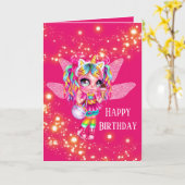 Mapperige meisjesregenbooganimatie glinsterende ve kaart (Gele Bloem)