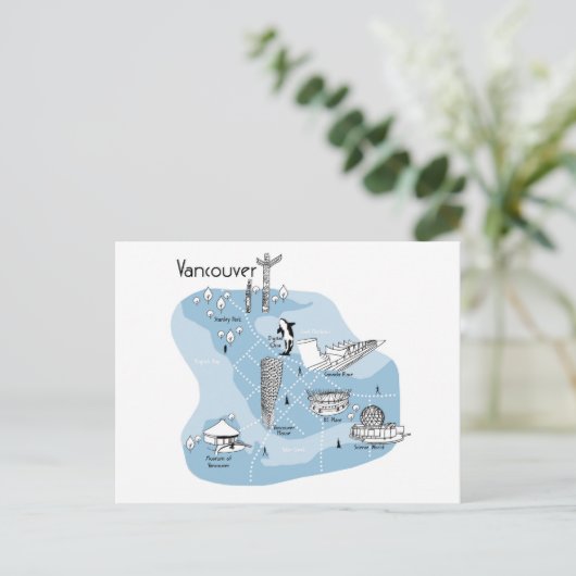 Mapping Vancouver - blauw Briefkaart (Staand voorkant)