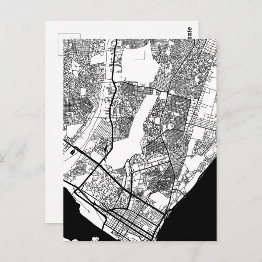 Maputo Mozambique City Map Briefkaart (Voorkant / Achterkant)