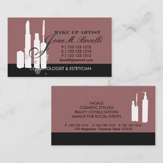 Maquillage chic Makeup Artist Cosmetoloog MUA Visitekaartje (Voorkant / Achterkant)