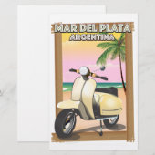 Mar del Plata Argentinië strandposter Briefpapier (Voorkant / Achterkant)