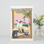 Mar del Plata Argentinië strandposter Briefpapier (Staand voorkant)