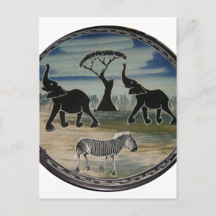 Mara Trompet Glory Afrikaanse Olifant Zebra Olie P Briefkaart