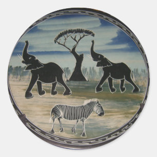 Mara Trompet Glory Afrikaanse Olifant Zebra Olie P Ronde Sticker