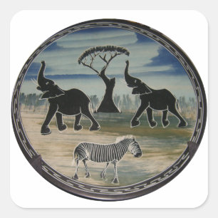Mara Trompet Glory Afrikaanse Olifant Zebra Olie P Vierkante Sticker