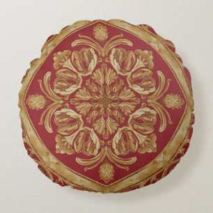 Mara Trompet Glory Gouden Rode Weelderige Luxe Wor Rond Kussen