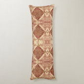 Mara Trumpe Luxurious Extra-Long Golden Red Ornate Lichaamskussen (Achterkant (Verticaal))