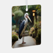 Marabou ooievaar in japanse tuin metalen ornament (Voorkant Rechts)