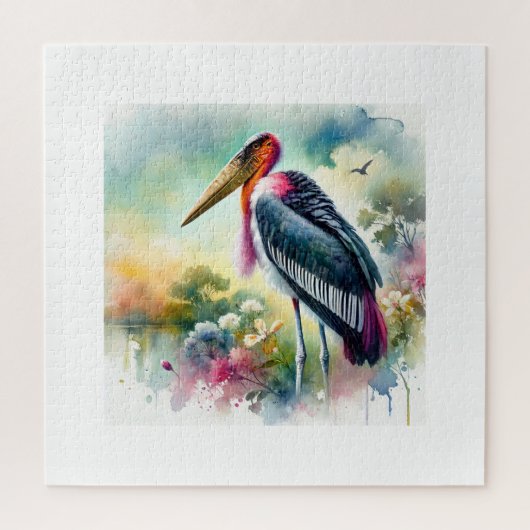 Marabou stork in the wild 180924AREF130 - Watercol Legpuzzel (Verticaal)