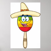 Maraca met Sombrero Kleurrijk Feest Poster (Voorkant)