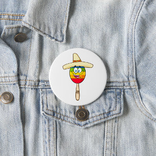 Maraca met Sombrero Kleurrijk Feest Ronde Button 7,6 Cm