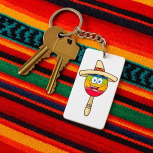 Maraca met Sombrero Kleurrijk Feest Sleutelhanger