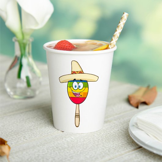 Maraca with Sombrero Colorful Fiesta Papieren Bekers
