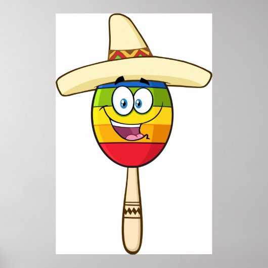 Maraca with Sombrero Colorful Fiesta Poster (Voorkant)