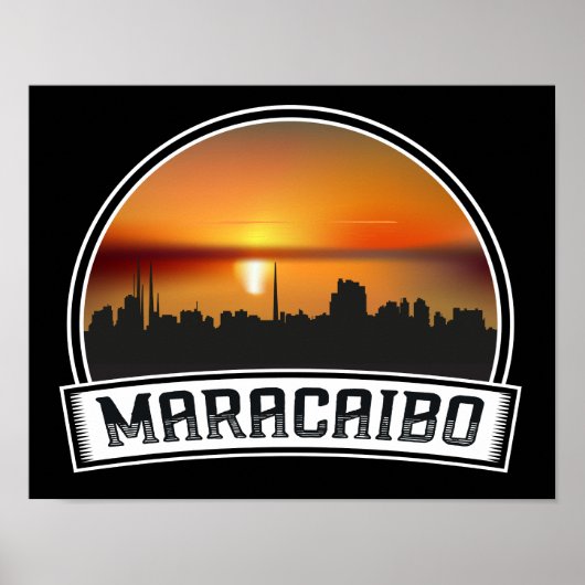 Maracaibo Venezuela Silhouet Zonsondergang Ouderwe Poster (Voorkant)