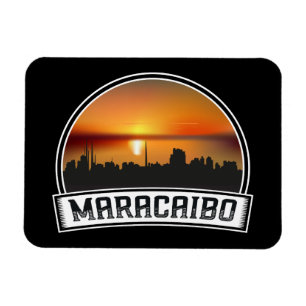 Maracaibo Venezuela Silhouet Zonsondergang Vintage Magneet