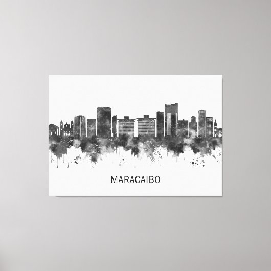 Maracaibo Venezuela Skyline BW Canvas Afdruk (Voorkant)