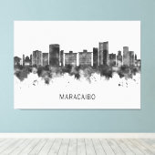 Maracaibo Venezuela Skyline BW Canvas Afdruk (Insitu (Houten vloer))