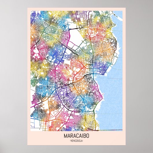 Maracaibo Venezuela Stadsplattegrond Poster (Voorkant)