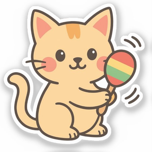 Maracas Cat Fun Dance Sticker (Voorkant)