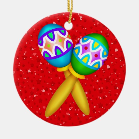 Maracas - Cinco de Mayo - Feliz Navidad Keramisch Ornament (Voorkant)