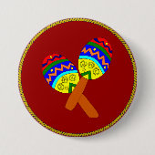 Maracas, kleurrijk ontwerp, ronde button 7,6 cm (Voorkant)
