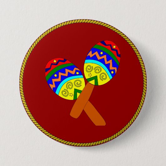 Maracas, kleurrijk ontwerp, ronde button 7,6 cm (Voorkant)