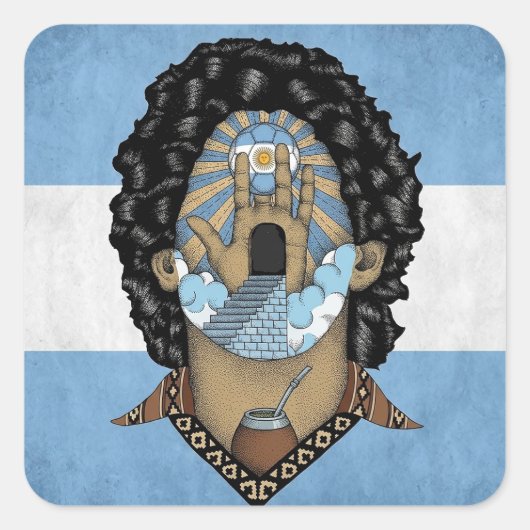 Maradona Argentinië Voetbal Vierkante Sticker (Voorkant)