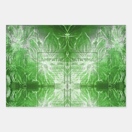 maragdalgroene ventilator witte glitter inpakpapier vel (Voorkant 2)