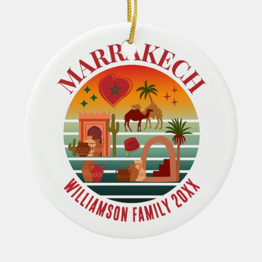 MARAKKESH Marokko Familie Vakantie Souvenir Keramisch Ornament (Voorkant)