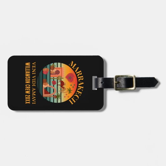 MARAKKESH Veni Vidi Amavi Marokko Gezinsvakantie Bagagelabel (Voorkant horizontaal)