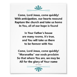 Maranatha Christelijk gedicht Foto Afdruk