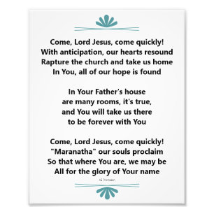 Maranatha Christelijk gedicht Foto Afdruk