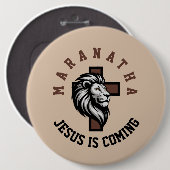 Maranatha Jezus komt Ronde Button 6,0 Cm (Voorkant /achterkant)