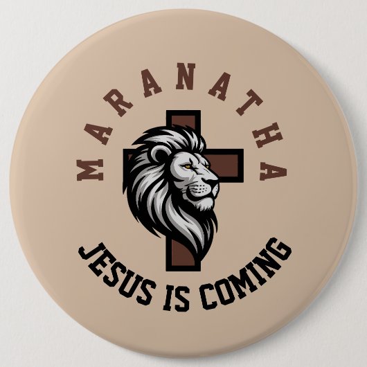 Maranatha Jezus komt Ronde Button 6,0 Cm (Voorkant)